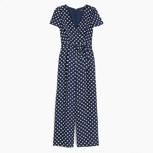 J.Crew Short-sleeve wrap jumpsuit in polka dot